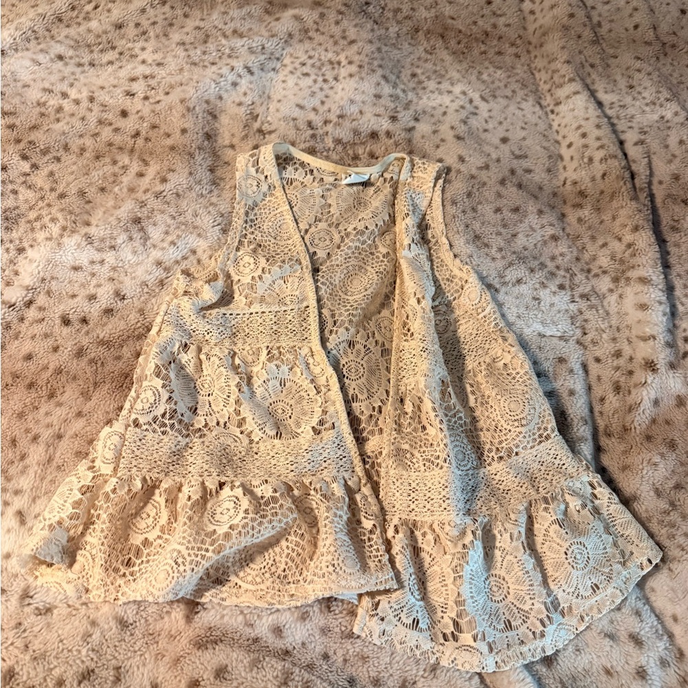 Self Esteem Cream Crochet Lace Girls Top